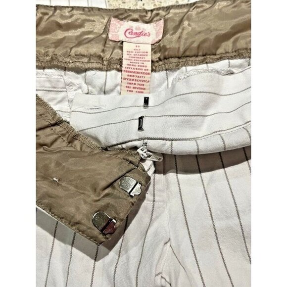 Y2K 90s Woman 11 Vintage CANDIES White Pinstriped Bermuda Shorts Emo Rock Grunge - Picture 4 of 6